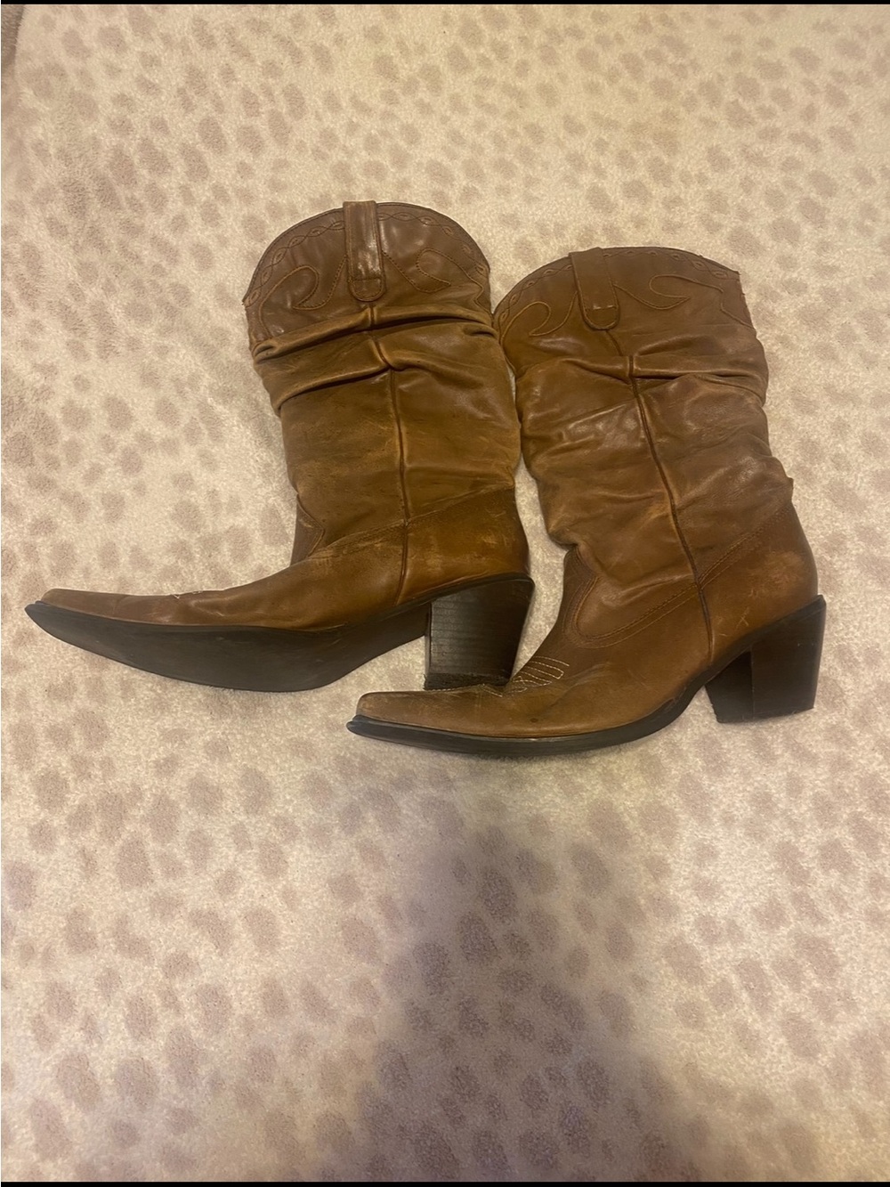 Steve Madden Brown Slouch Western Cowboy Boots Leather Size 10